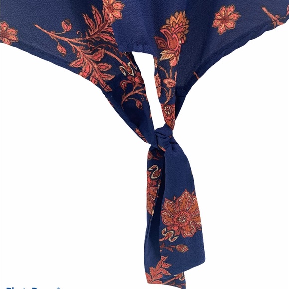 Self Esteem Tie Front Bell Sleeves Floral Top M - Picture 10 of 15